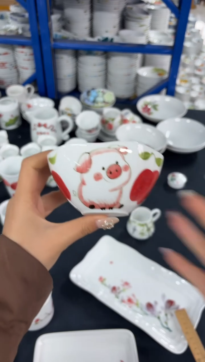 瓷片景德镇高温陶瓷食品级手绘釉中彩-大号宝宝碗