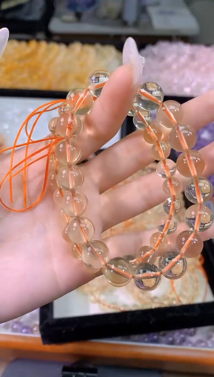 【闪购商品】水晶手链未镶嵌净体黄水晶8mm