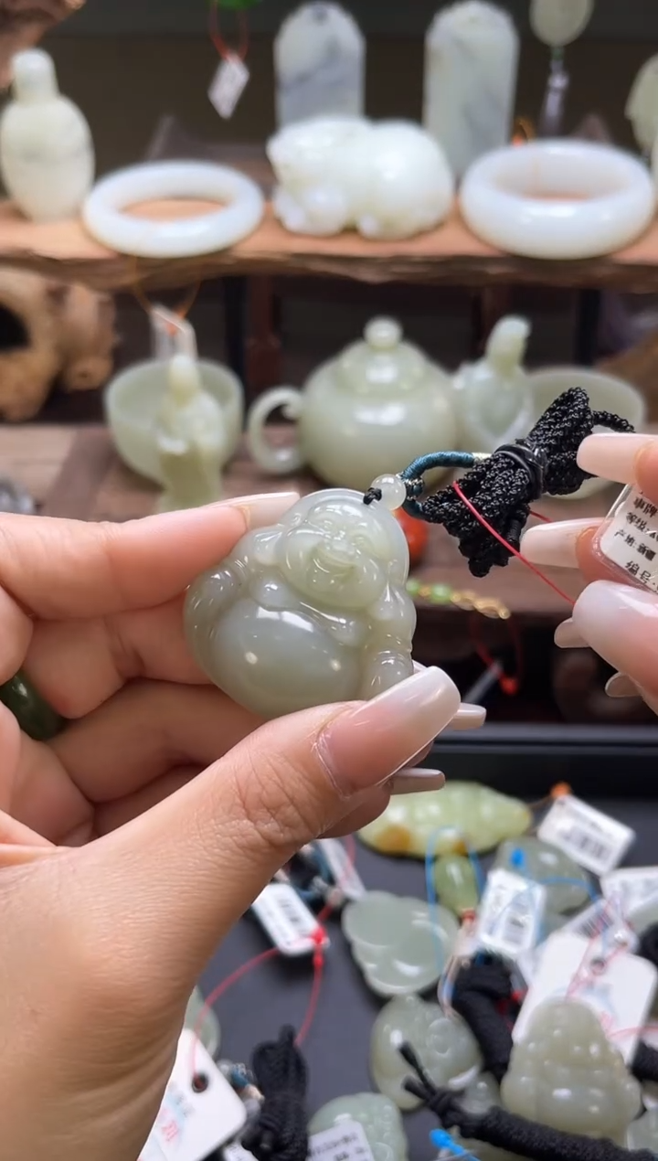 【闪购商品】和田玉吊坠未镶嵌且末青白佛公9003836