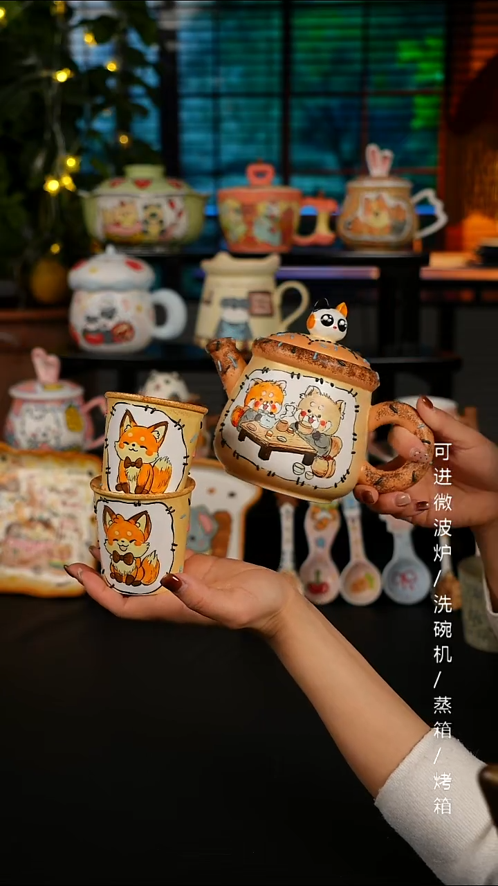 陶瓷无盖款景德镇高温釉下彩纯手绘创意瓷