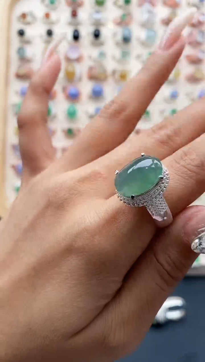 【闪购商品】翡翠戒指未镶嵌缅甸天然A货翡翠444   1+9