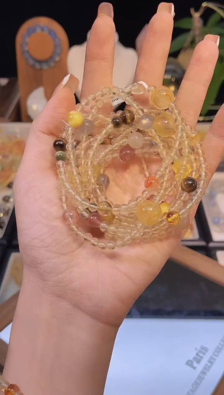 未镶嵌手串水晶三圈黄水晶