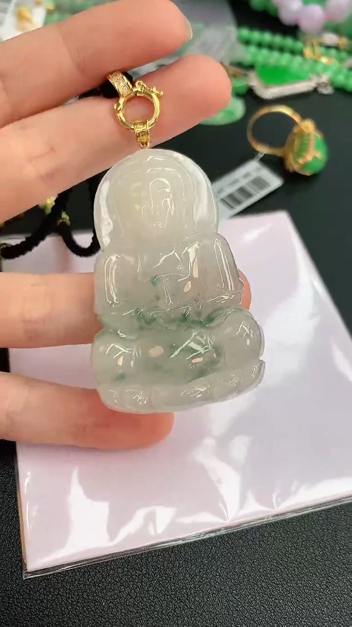 【闪购商品】翡翠颈饰18K金镶嵌赠礼盒证书  敏