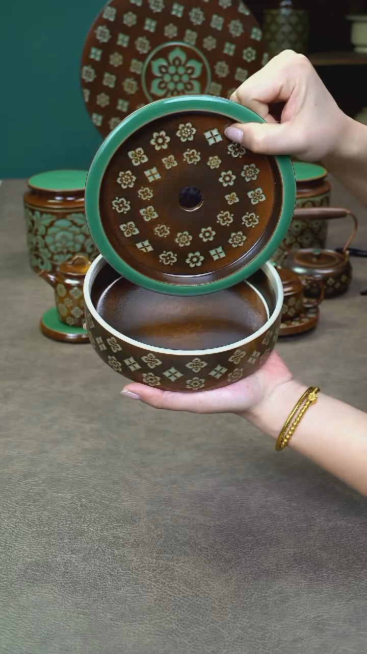 【闪购商品】龙泉青瓷草木灰宝相壶承