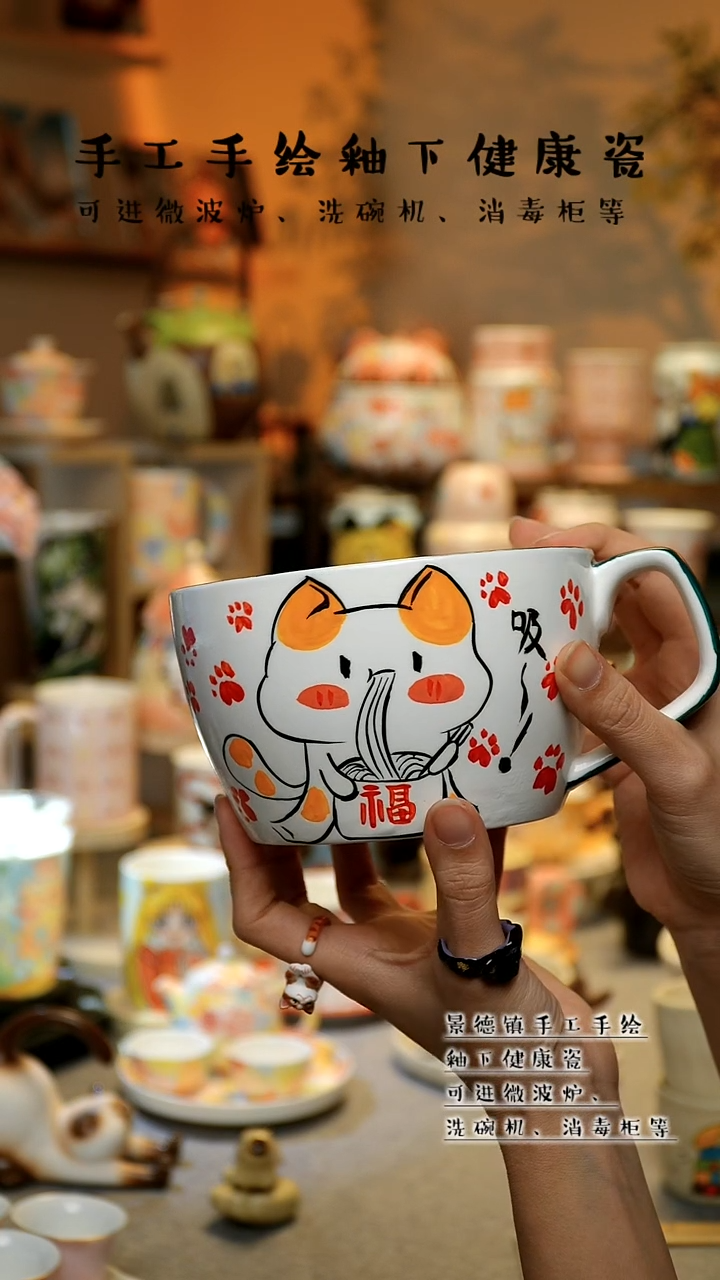 【闪购商品】杯陶瓷景德镇高温釉下彩&A437