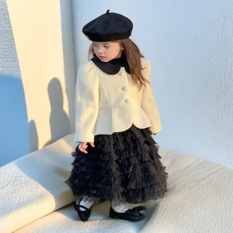 2025 新品童装儿童秋季时尚洋气韩版蕾丝春秋长袖牛仔娃娃领甜美