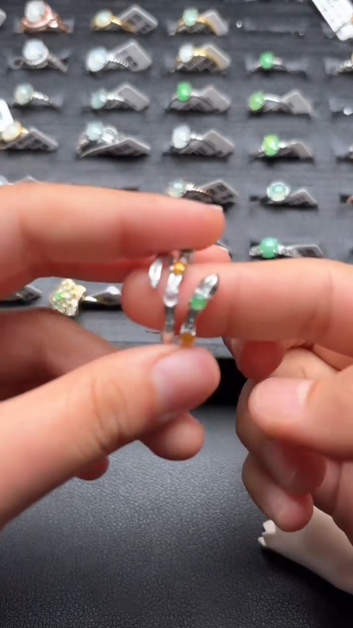 【闪购商品】翡翠戒指银S925镶嵌缅甸A货翡翠S925银镶嵌