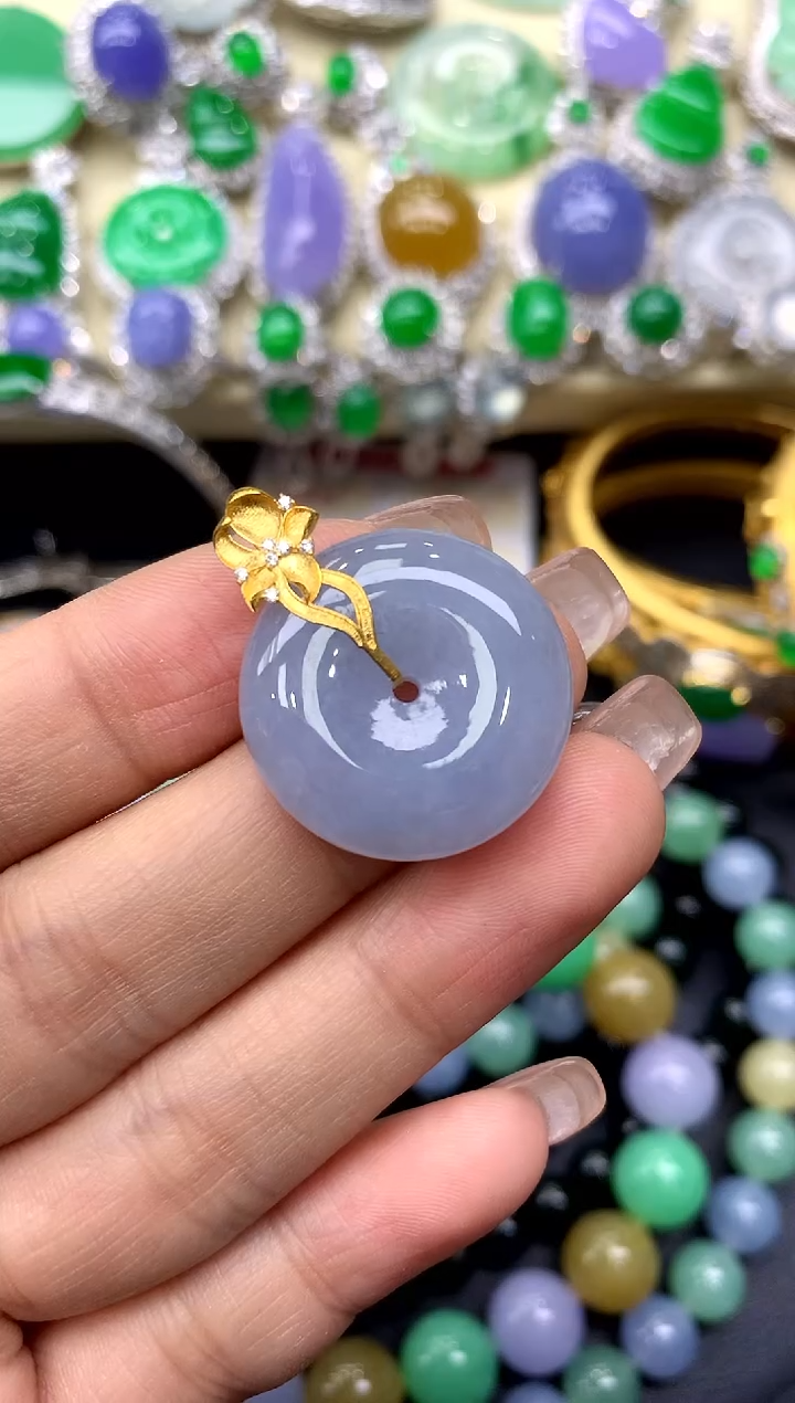 颈饰18K金镶嵌翡翠214-中国好珍宝