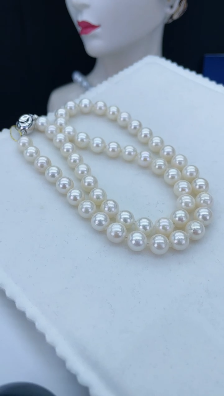【闪购商品】海水珍珠颈饰银S925镶嵌海水akoya珍珠项链7.5-8mm