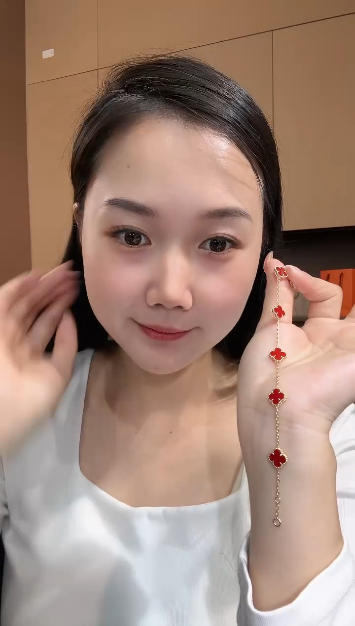 【闪购商品】玛瑙/玉髓手链18K金镶嵌红色k黄，小号五花手链GHJ