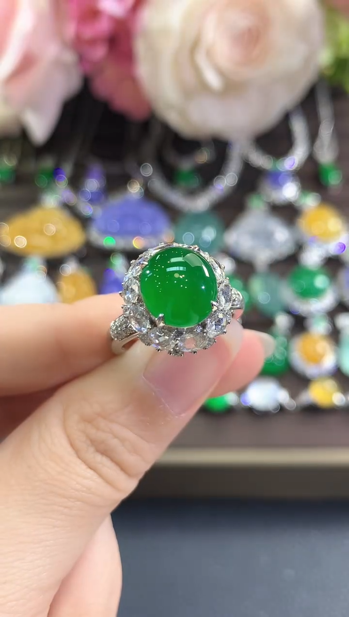 18K金镶嵌戒指翡翠紫**儿c10   