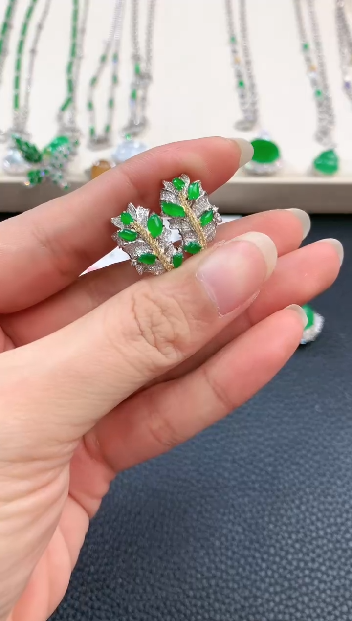 【闪购商品】翡翠耳饰18K金镶嵌m105 不退换