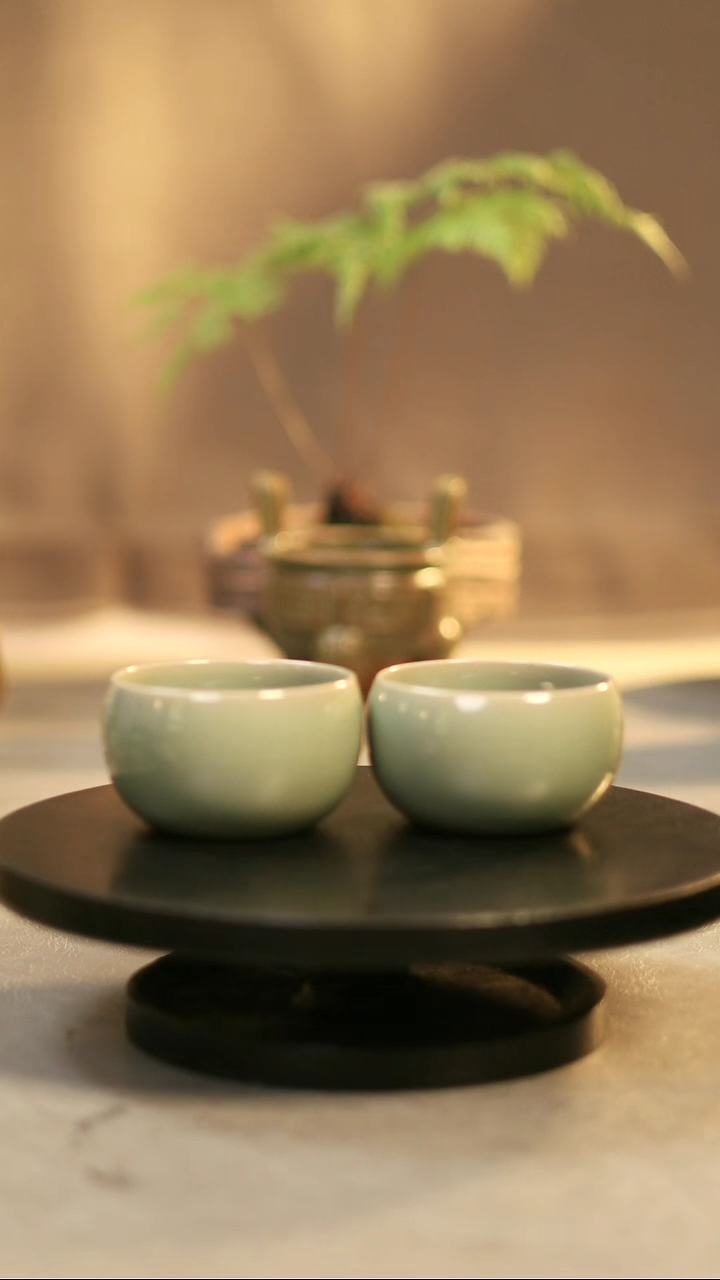 杯子瓷对****对原产地原矿釉禅定杯一对