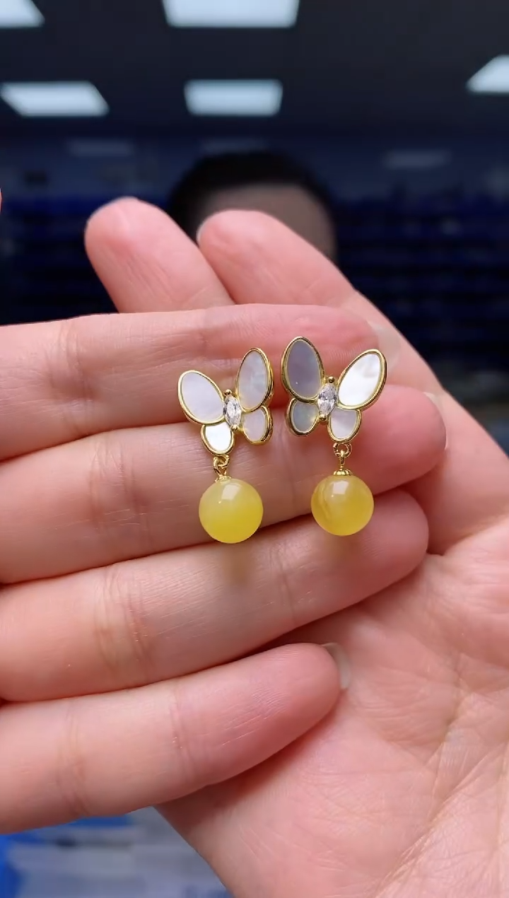 【闪购商品】蜜蜡耳饰银S925镶嵌   EZ2836