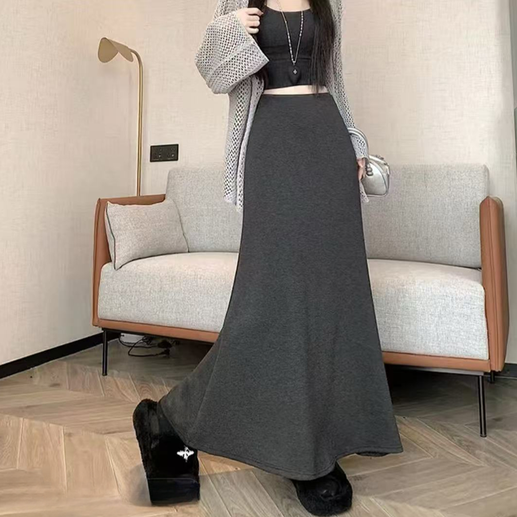 【醋酸羊绒+2个裙长】秋冬半裙法式长裙显瘦高腰鱼尾裙百搭气质裙子