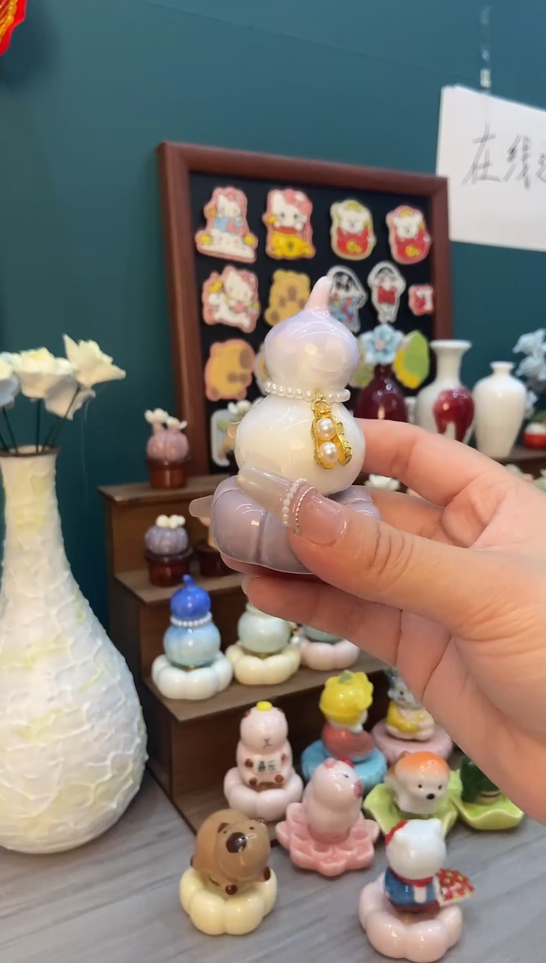 摆件陶紫色葫芦景德镇陶瓷1个装