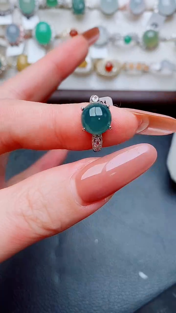 银S925镶嵌戒指翡翠...