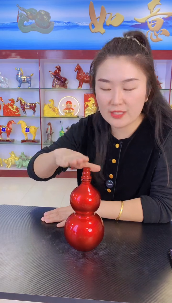 1斤装金属漆红色玻璃葫芦空酒坛