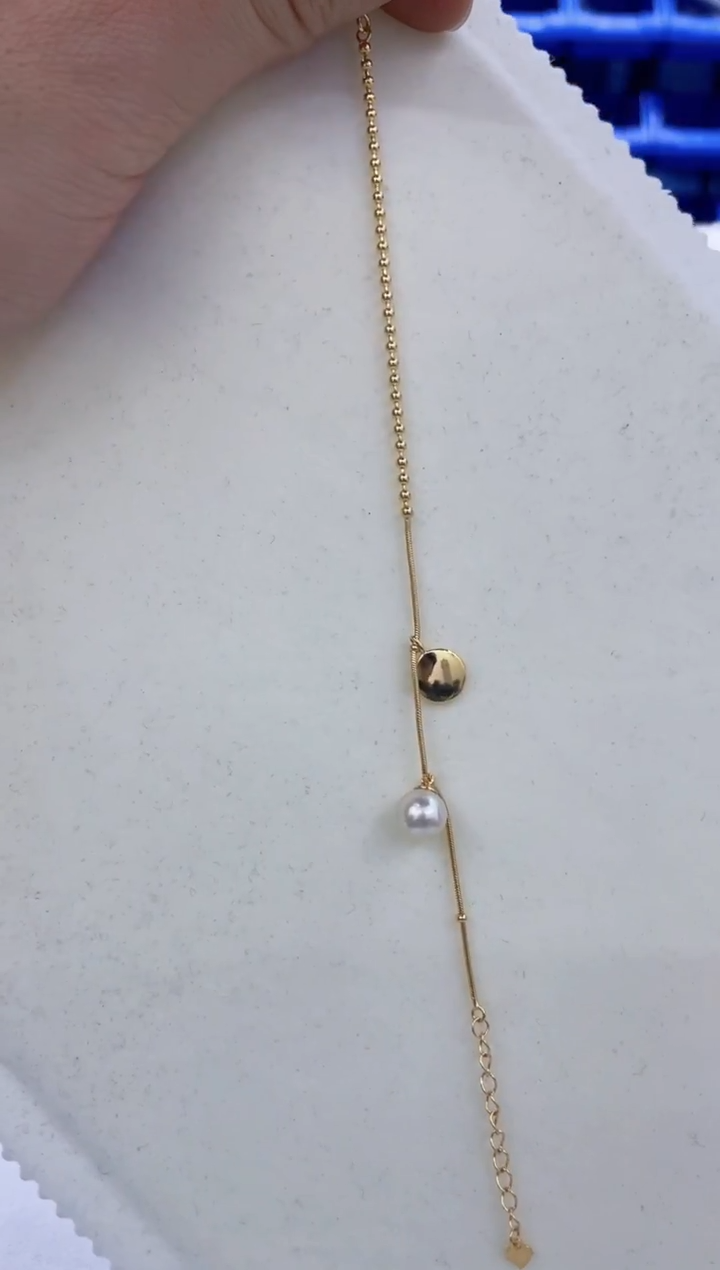 银S925镶嵌手链海水珍珠 