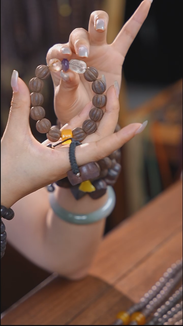 泥塑生命之光1.2左右瓜珠单圈设计款手串  