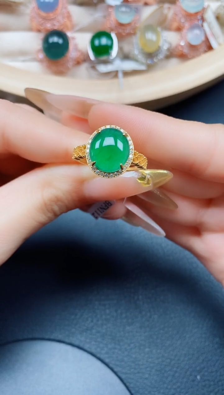 【闪购商品】翡翠戒指银S925镶嵌翡翠