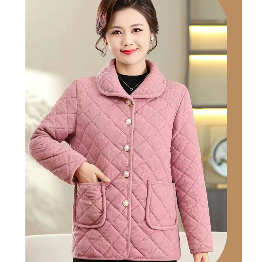 三层加棉5个颜色带领加绒棉衣时尚百搭修身遮肉好看减龄