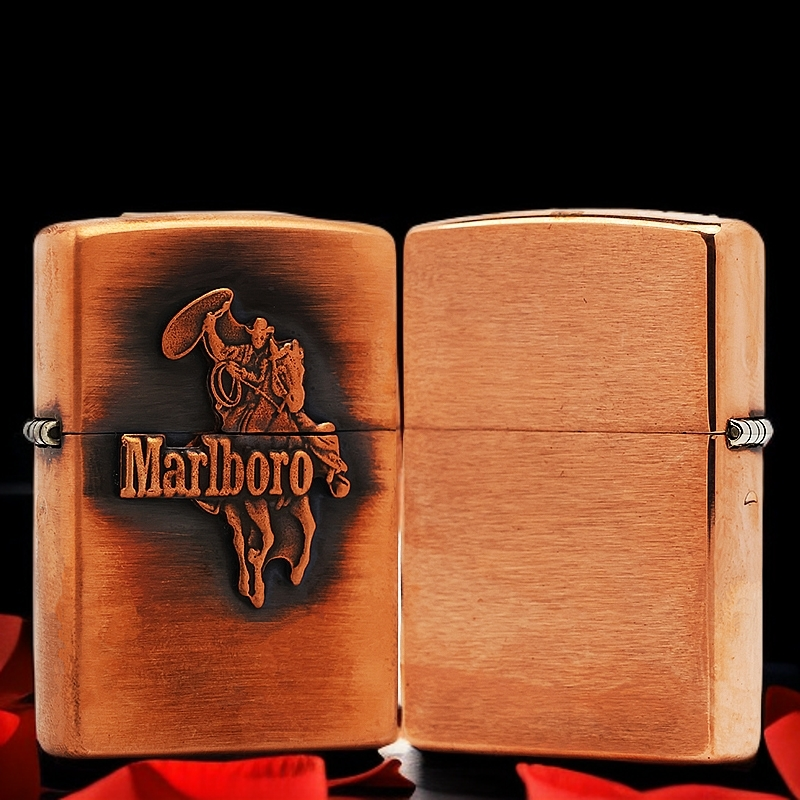 【紫铜贴章万宝路套索】正品煤油打火机KF-DF