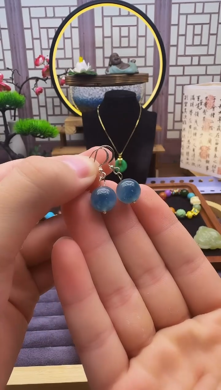 翡翠14K金镶嵌耳饰E359