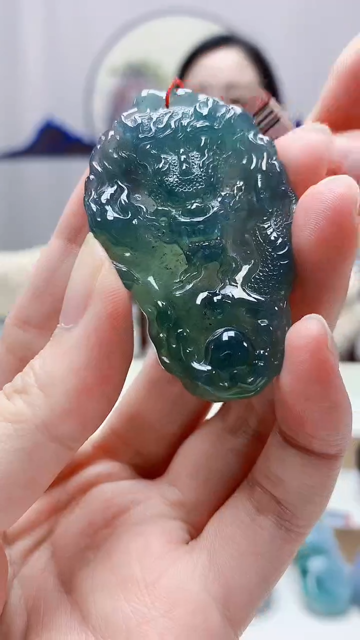 未镶嵌定制翡翠4852zm-毛货挂件龙牌11