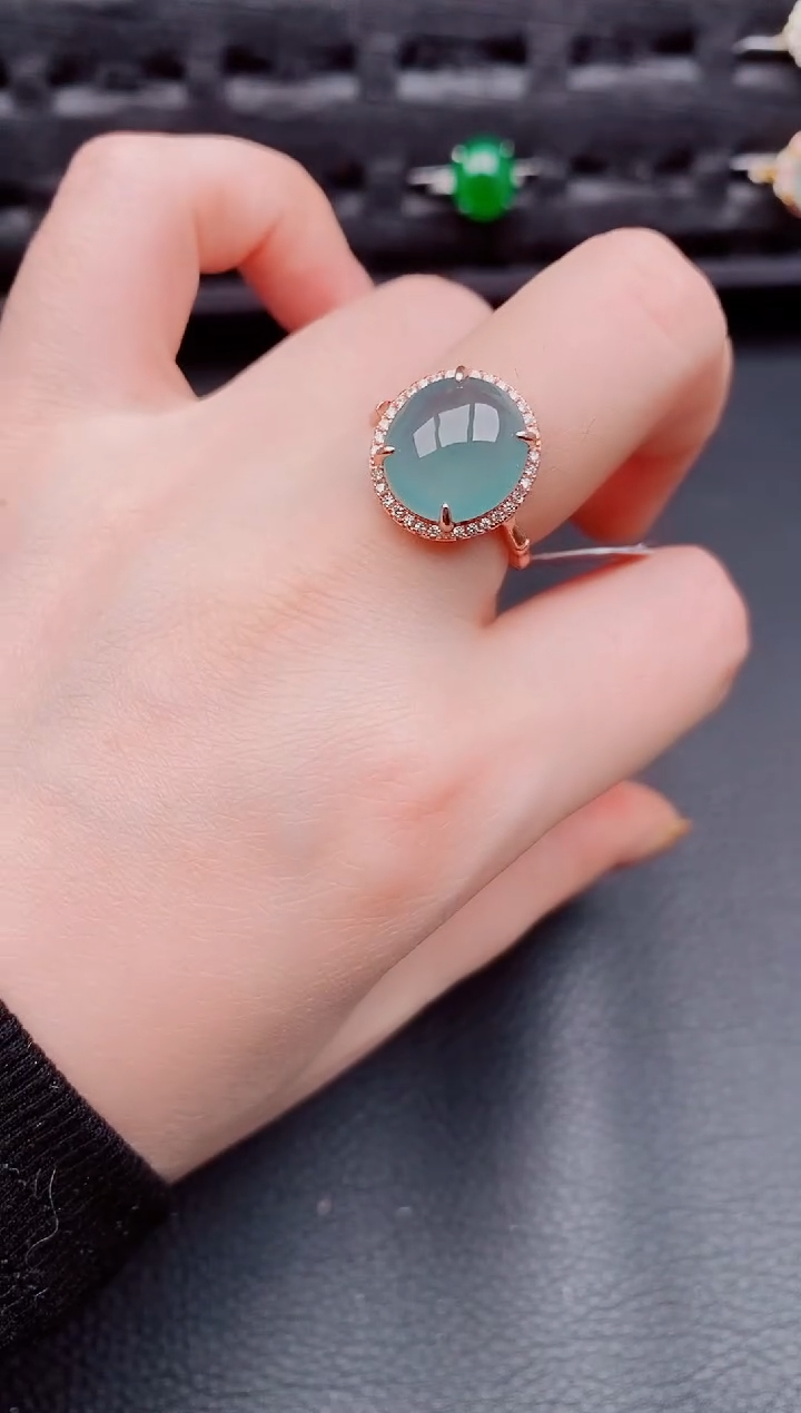 【闪购商品】翡翠戒指银S925镶嵌天然a货翡翠514