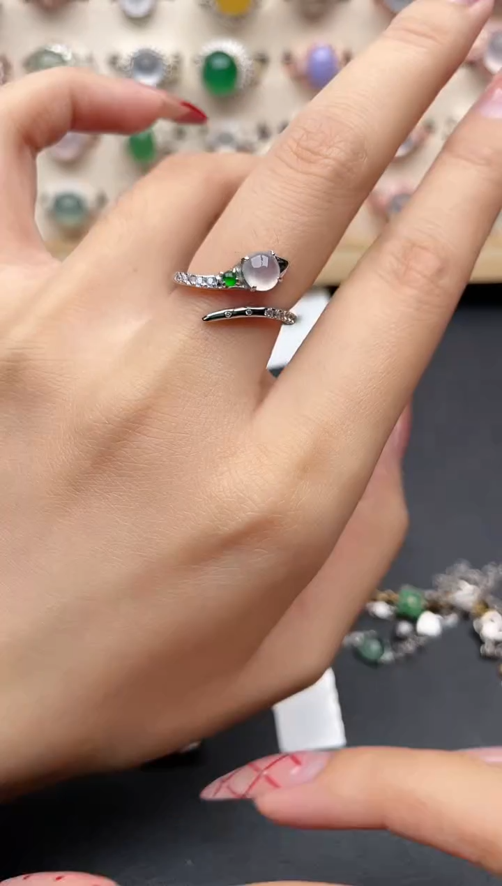 【闪购商品】翡翠戒指银S925镶嵌一物一证一礼盒