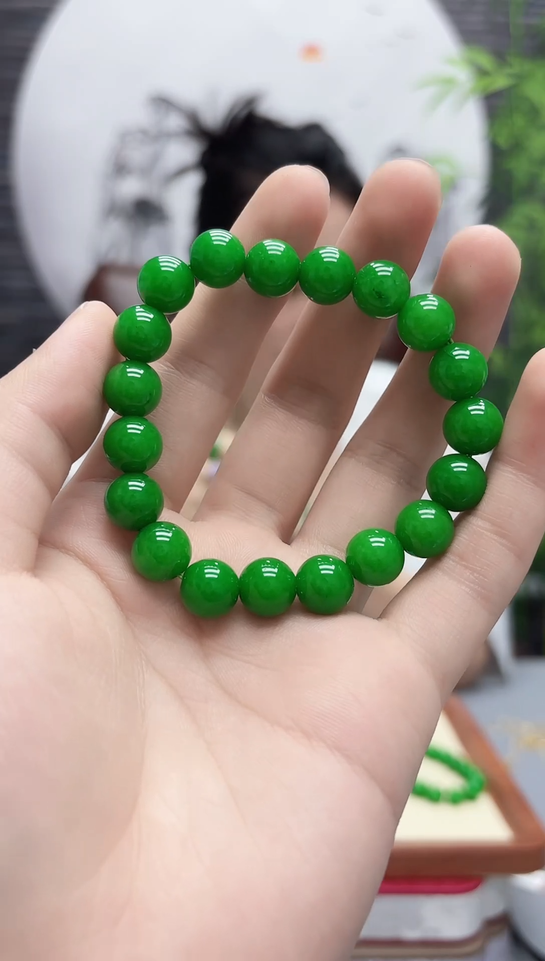 未镶嵌手串翡翠满绿手串卡10