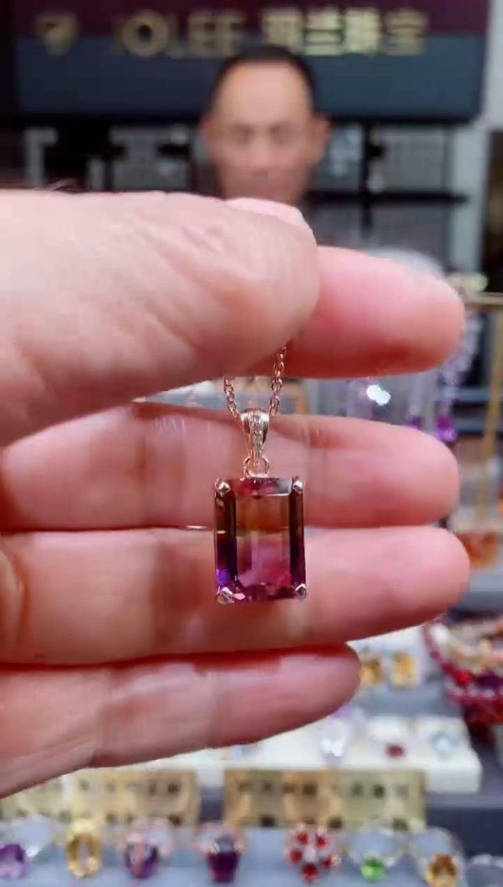 吊坠银S925镶嵌水晶水晶吊坠