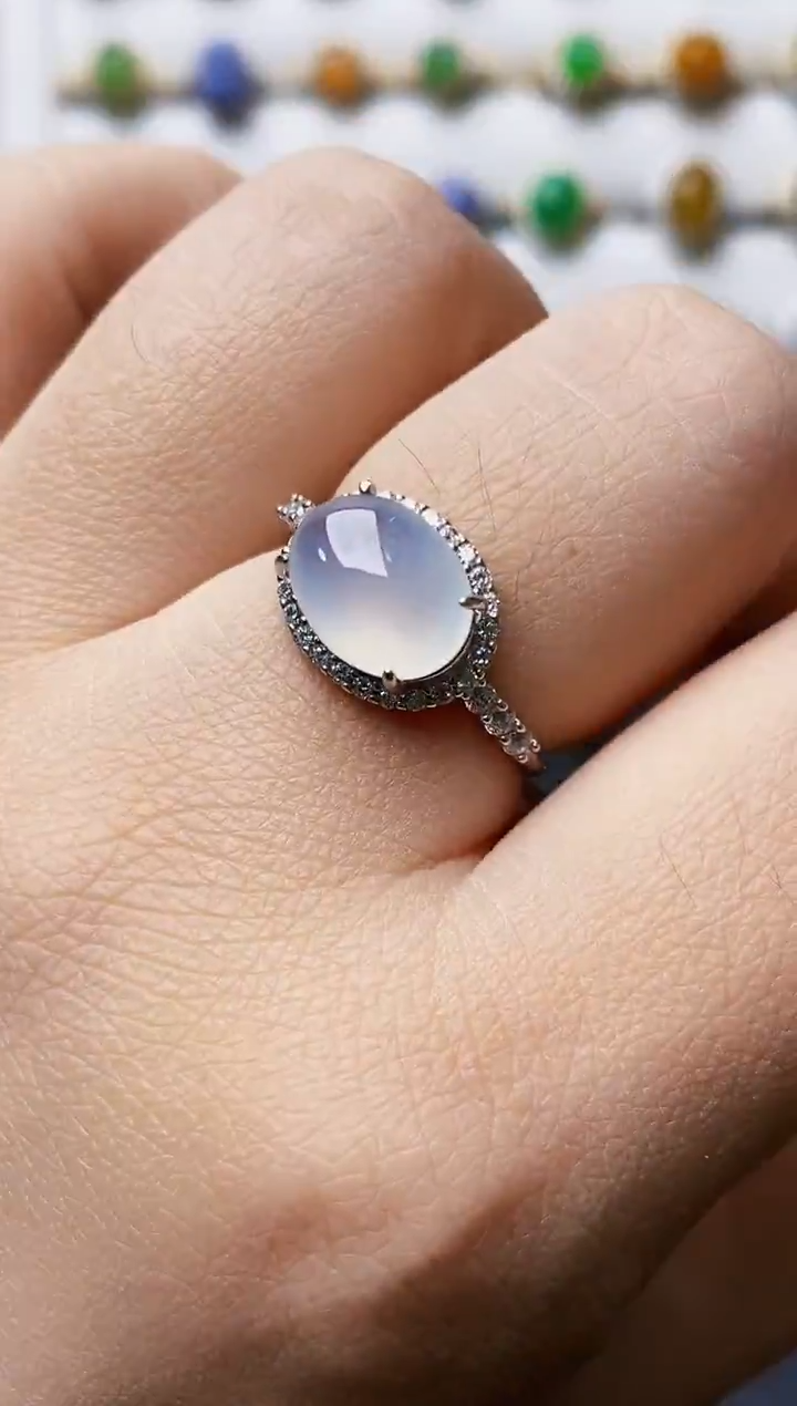 银S925镶嵌戒指翡翠0270