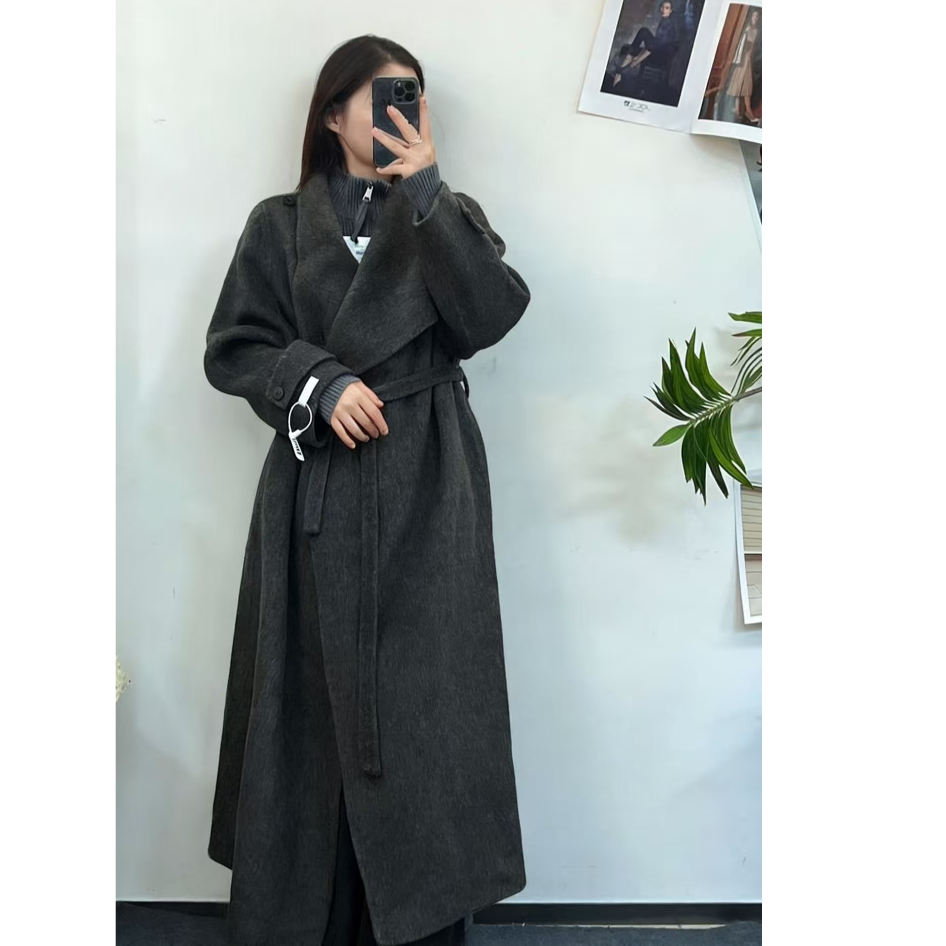 毛呢外套31-40长款呢大衣呢子黑色秋冬女加厚中长款