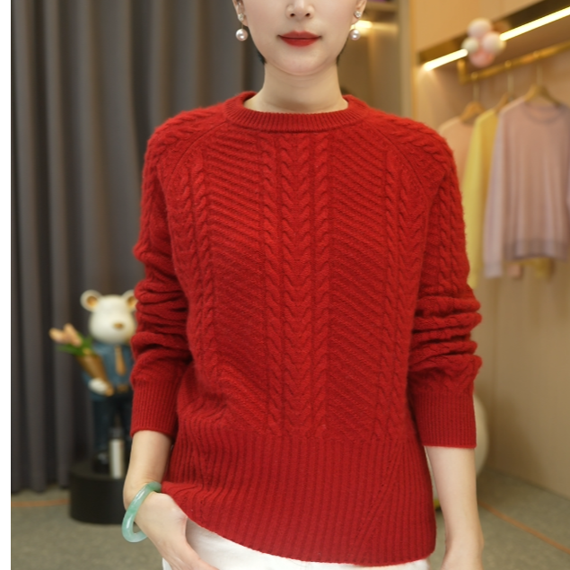 【BC同款重工绞花】加厚纯羊绒针织上衣