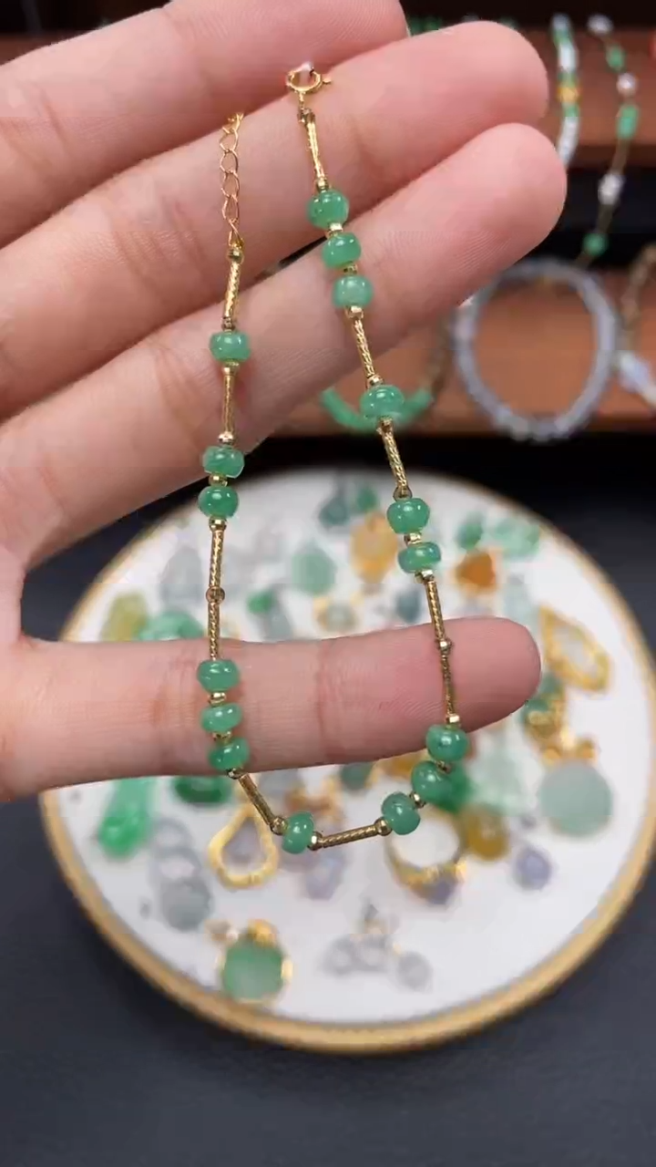 【闪购商品】翡翠套链18K金镶嵌一个  JK508