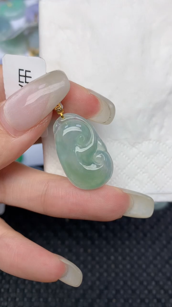 翡翠18K金镶嵌颈饰天然缅甸翡翠a货百元以上9元证书费自理