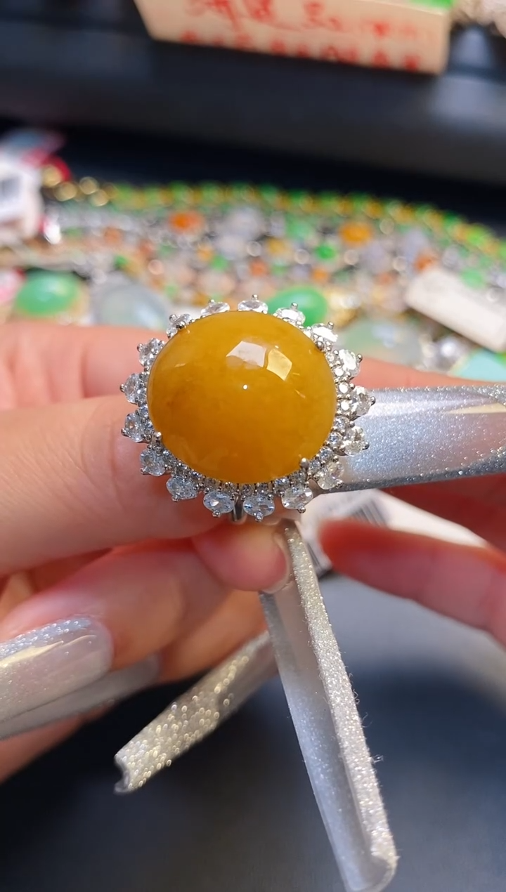 银S925镶嵌戒指翡翠天然