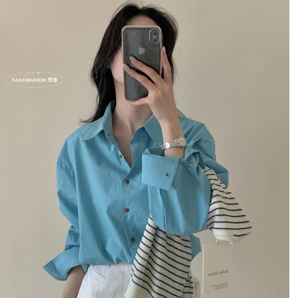 春上新!【想象 SAILORMOON 】韩系单排扣纯色舒适休闲衬衫