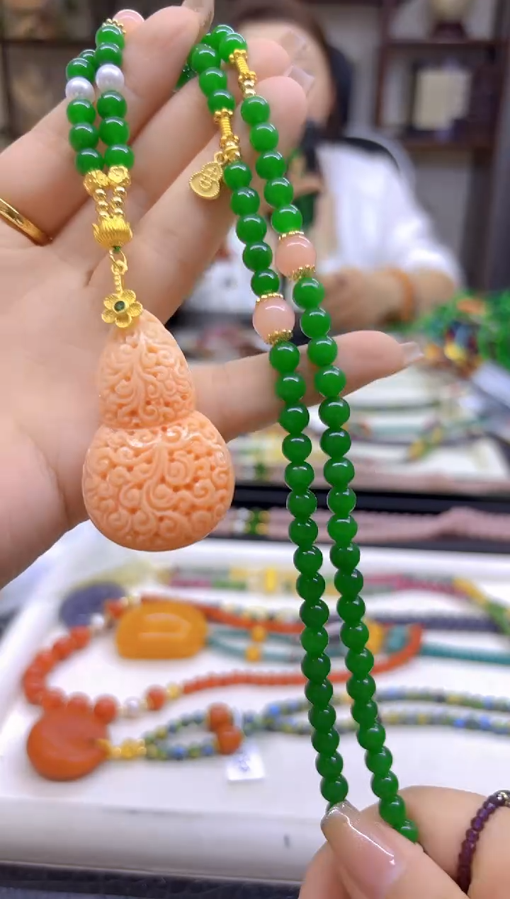 翡翠未镶嵌毛衣链DIY款M591