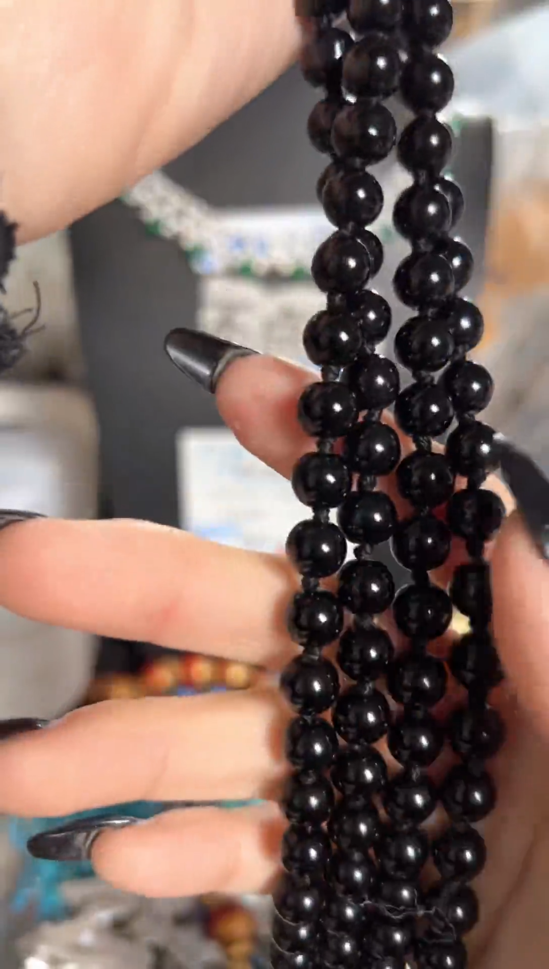 非金属琉璃非金属琉璃黑色琉璃珠毛衣链5条