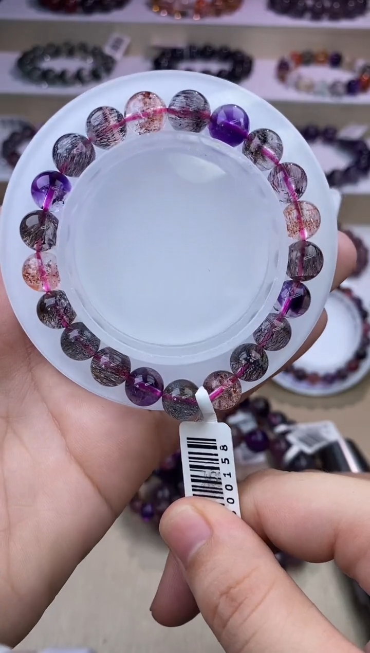 水晶手链未镶嵌黑加仑超七单圈9m+