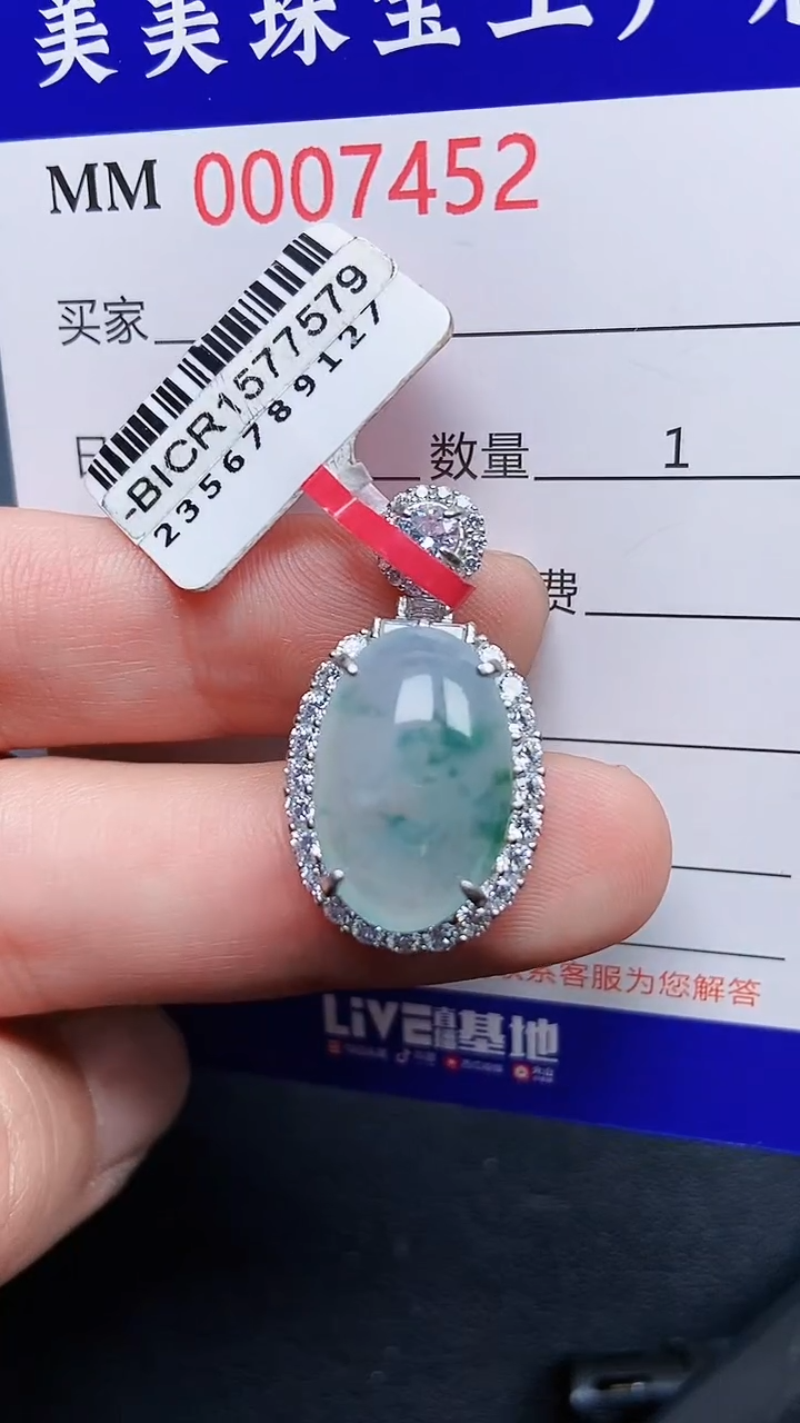颈饰银S925镶嵌翡翠7452