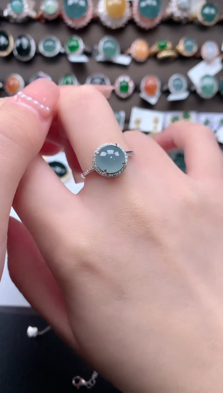 【闪购商品】翡翠戒指银S925镶嵌75473