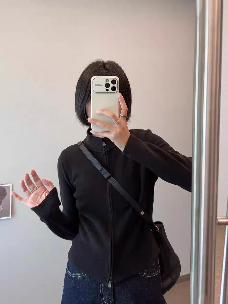 衣源5929#秋冬小蛮腰外套户外立领开衫上衣女内搭保暖衣（长约56）