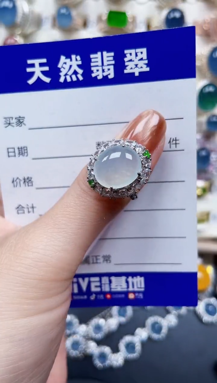 银S925镶嵌戒指翡翠689