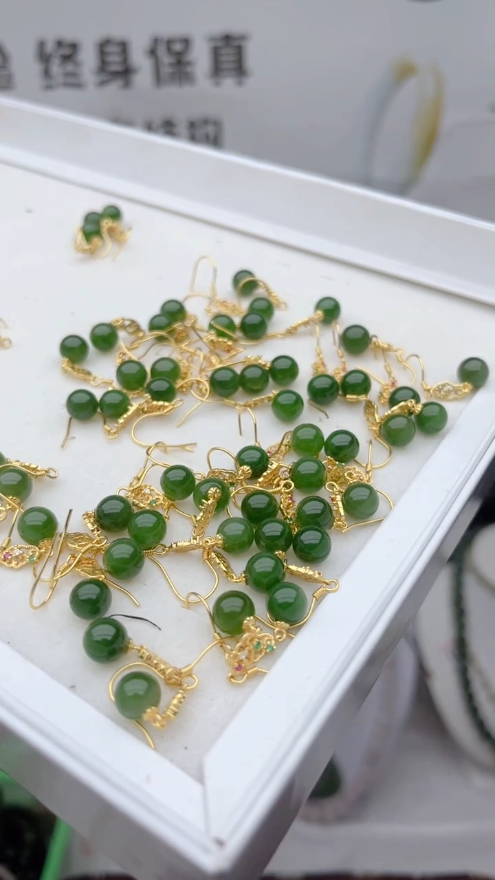 和田玉银S925镶嵌耳饰多样性发货拍一发一