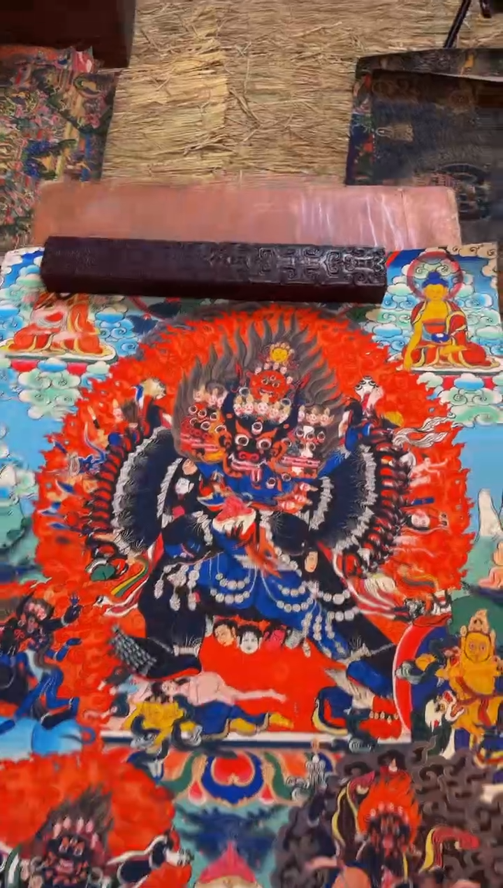 装裱画精品手绘唐卡链接--A102大威德