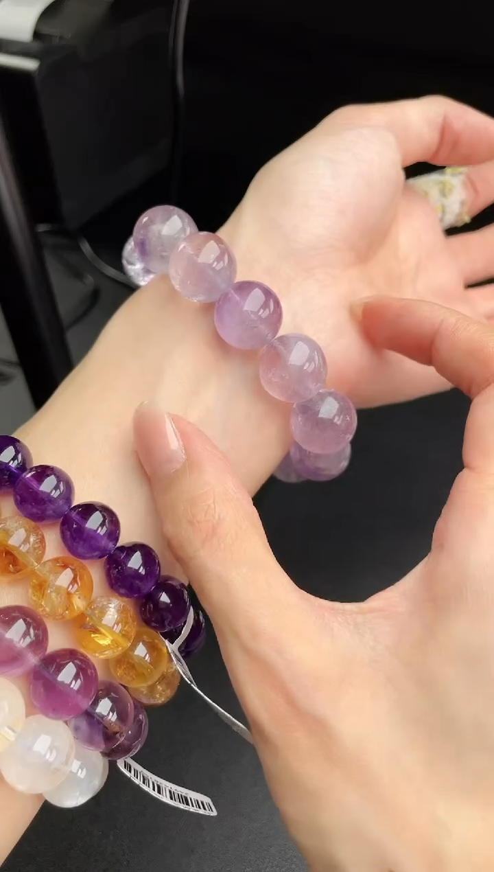 【闪购商品】水晶手链未镶嵌天然冰透薰衣草紫水晶15mm